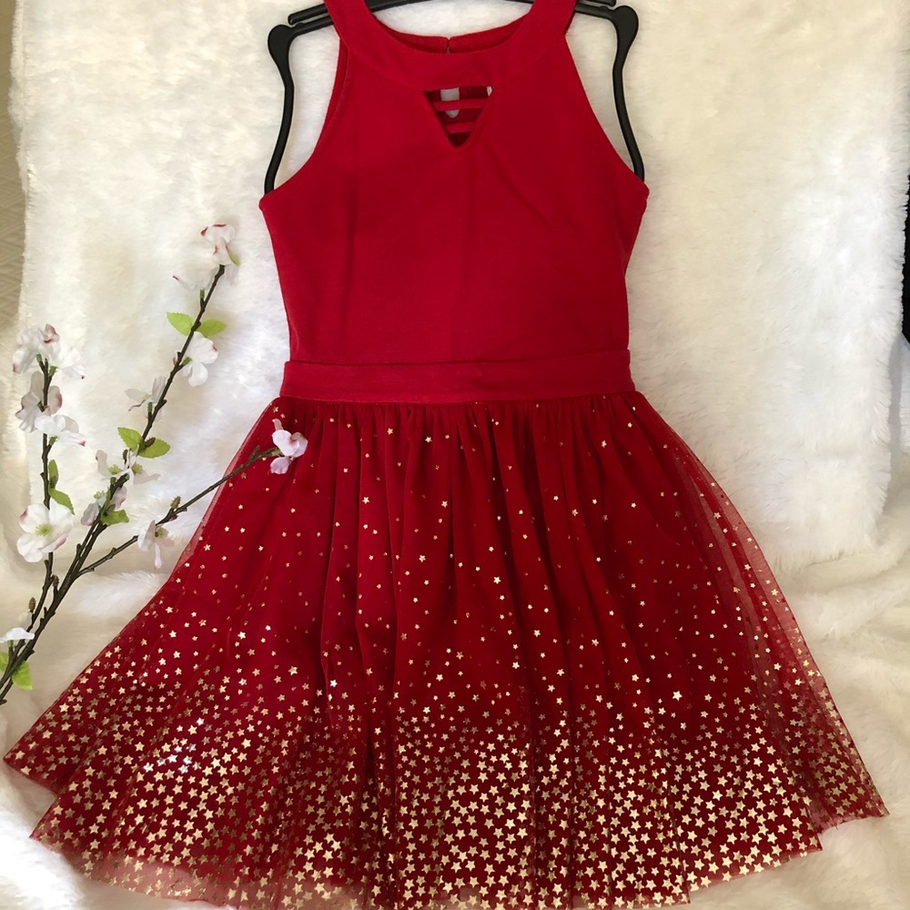 👧🏻 Girls sleeveless red gorgeous party dress